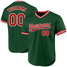 Load image into Gallery viewer, Custom Green Red-White Authentic Throwback Baseball Jersey