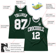Load image into Gallery viewer, Custom Hunter Green White-Gray Authentic Throwback Basketball Jersey