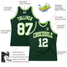 Load image into Gallery viewer, Custom Hunter Green White-Neon Green Authentic Throwback Basketball Jersey