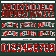 Load image into Gallery viewer, Custom Hunter Green Red-White Authentic Throwback Basketball Shorts