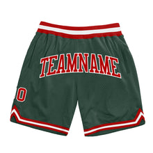 Load image into Gallery viewer, Custom Hunter Green Red-White Authentic Throwback Basketball Shorts