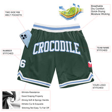 Load image into Gallery viewer, Custom Hunter Green White-Light Blue Authentic Throwback Basketball Shorts