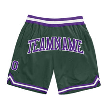 Load image into Gallery viewer, Custom Hunter Green Purple-White Authentic Throwback Basketball Shorts