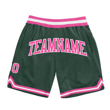 Load image into Gallery viewer, Custom Hunter Green Pink-White Authentic Throwback Basketball Shorts