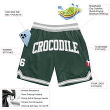 Load image into Gallery viewer, Custom Hunter Green White-Gray Authentic Throwback Basketball Shorts