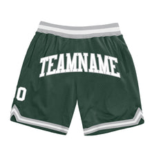 Load image into Gallery viewer, Custom Hunter Green White-Gray Authentic Throwback Basketball Shorts