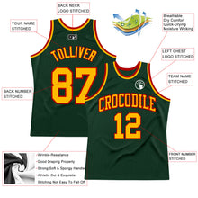 Load image into Gallery viewer, Custom Hunter Green Gold-Red Authentic Throwback Basketball Jersey