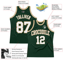 Load image into Gallery viewer, Custom Hunter Green White-Old Gold Authentic Throwback Basketball Jersey