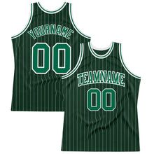 Load image into Gallery viewer, Custom Hunter Green White Pinstripe Kelly Green Authentic Basketball Jersey