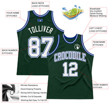 Load image into Gallery viewer, Custom Hunter Green White-Royal Authentic Throwback Basketball Jersey