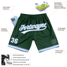 Load image into Gallery viewer, Custom Hunter Green White-Light Blue Authentic Throwback Basketball Shorts