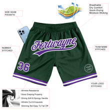 Load image into Gallery viewer, Custom Hunter Green Purple-Gray Authentic Throwback Basketball Shorts