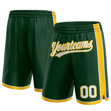 Load image into Gallery viewer, Custom Hunter Green White-Yellow Authentic Basketball Shorts
