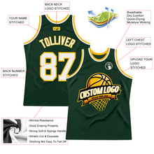 Load image into Gallery viewer, Custom Hunter Green White-Gold Authentic Throwback Basketball Jersey