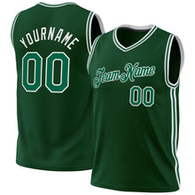 Load image into Gallery viewer, Custom Hunter Green Kelly Green-White Authentic Throwback Basketball Jersey