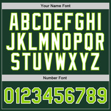 Load image into Gallery viewer, Custom Hunter Green Neon Green-White Authentic Throwback Basketball Jersey