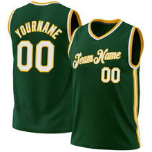 Load image into Gallery viewer, Custom Hunter Green White-Gold Authentic Throwback Basketball Jersey