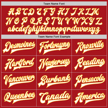 Load image into Gallery viewer, Custom Red White-Gold Bomber Full-Snap Varsity Letterman Jacket