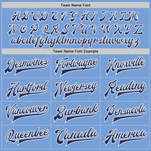 Load image into Gallery viewer, Custom Light Blue Navy-White Bomber Full-Snap Varsity Letterman Jacket