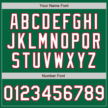 Load image into Gallery viewer, Custom Kelly Green White-Red Bomber Full-Snap Varsity Letterman Jacket