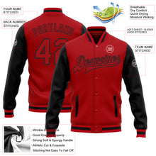 Load image into Gallery viewer, Custom Red Red-Black Bomber Full-Snap Varsity Letterman Two Tone Jacket