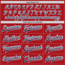 Load image into Gallery viewer, Custom Red Navy-White Bomber Full-Snap Varsity Letterman Two Tone Jacket