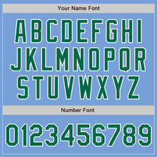 Load image into Gallery viewer, Custom Light Blue Kelly Green-White Bomber Full-Snap Varsity Letterman Two Tone Jacket