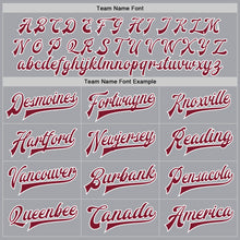 Load image into Gallery viewer, Custom Gray Crimson-White Bomber Full-Snap Varsity Letterman Two Tone Jacket