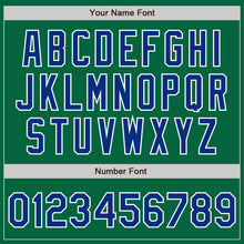 Load image into Gallery viewer, Custom Kelly Green Royal-White Bomber Full-Snap Varsity Letterman Two Tone Jacket