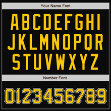 Load image into Gallery viewer, Custom Black Gold-White Bomber Full-Snap Varsity Letterman Jacket