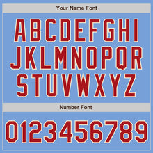 Load image into Gallery viewer, Custom Light Blue Red-Cream Bomber Full-Snap Varsity Letterman Jacket