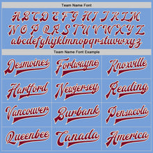 Load image into Gallery viewer, Custom Light Blue Maroon-Cream Bomber Full-Snap Varsity Letterman Jacket