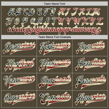 Load image into Gallery viewer, Custom Olive Vintage USA Flag Cream-Maroon Bomber Full-Snap Varsity Letterman Salute To Service Jacket