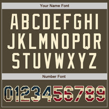 Load image into Gallery viewer, Custom Olive Vintage USA Flag Cream-Maroon Bomber Full-Snap Varsity Letterman Salute To Service Jacket