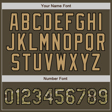 Load image into Gallery viewer, Custom Olive Camo Black-Old Gold Bomber Full-Snap Varsity Letterman Salute To Service Jacket