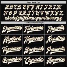 Load image into Gallery viewer, Custom Black White-Old Gold Bomber Full-Snap Varsity Letterman Jacket