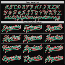 Load image into Gallery viewer, Custom Black Kelly Green-Red Bomber Full-Snap Varsity Letterman Jacket
