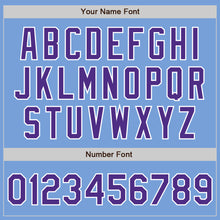 Load image into Gallery viewer, Custom Light Blue Purple-White Bomber Full-Snap Varsity Letterman Jacket