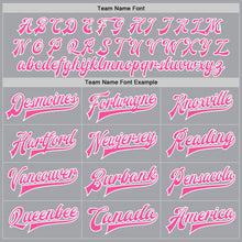 Load image into Gallery viewer, Custom Gray Pink-White Bomber Full-Snap Varsity Letterman Jacket