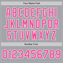 Load image into Gallery viewer, Custom Gray Pink-White Bomber Full-Snap Varsity Letterman Jacket