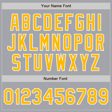 Load image into Gallery viewer, Custom Gray Gold-White Bomber Full-Snap Varsity Letterman Jacket