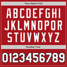 Load image into Gallery viewer, Custom Red White Gray-Black Bomber Full-Snap Varsity Letterman Jacket