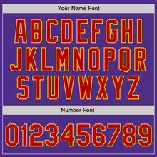 Load image into Gallery viewer, Custom Purple Red-Gold Bomber Full-Snap Varsity Letterman Jacket