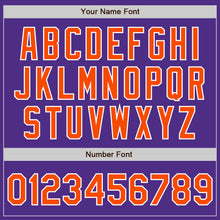 Load image into Gallery viewer, Custom Purple Orange-White Bomber Full-Snap Varsity Letterman Jacket
