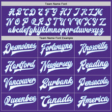 Load image into Gallery viewer, Custom Purple White-Light Blue Bomber Full-Snap Varsity Letterman Jacket
