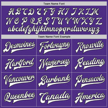 Load image into Gallery viewer, Custom Purple White-Black Bomber Full-Snap Varsity Letterman Jacket