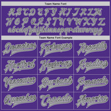 Load image into Gallery viewer, Custom Purple Black-Gray Bomber Full-Snap Varsity Letterman Jacket