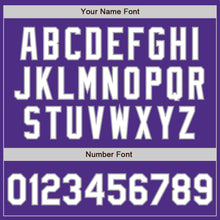 Load image into Gallery viewer, Custom Purple White-Gray Bomber Full-Snap Varsity Letterman Jacket