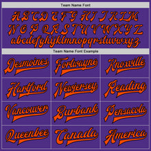 Load image into Gallery viewer, Custom Purple Orange-Black Bomber Full-Snap Varsity Letterman Jacket