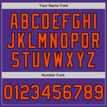Load image into Gallery viewer, Custom Purple Orange-Black Bomber Full-Snap Varsity Letterman Jacket
